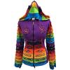 SHOPOHOLIC FASHION Giacca da Festival Hippie con Cappuccio e Toppa a Forma di Fiore con Maniche Arcobaleno da Donna, Lilla, M