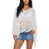 Faymlc - Top Poncho Trasparente da Donna, Camicetta Oversize con Maniche a Pipistrello, Copertura in Rete Trasparente con Pizzo a Contrasto, Camicia con Volant Boho fluida