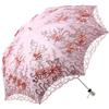 LCY Ombrello pieghevole da donna in pizzo ricamato a doppio piano, anti-UV, per sole/pioggia/neve, rosa, 85 centimeters