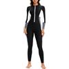 Ausing Costume da bagno integrale da donna Rashguard Tuta da donna, costume da bagno intero sport acquatici Surfing EU XS-3XL=Tag S-4XL, Nero/Bianco, M