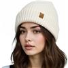 ACUSHLA - Berretto da cuffia impermeabile e antivento in pile spesso lavorato a maglia, cappello caldo invernale per uomo e donna, cappello da guardia per il freddo, Bianco crema., Taglia unica