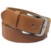 ROYALZ cintura in pelle da uomo in robusto bufalo 4mm, vintage per jeans da uomo con fibbia spinosa in pelle 38mm, dimensione:85, Colore:Marrone - fibbia ad ardiglione spazzolata