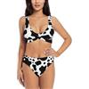 ASFgda Costume da bagno da donna incrociato in due pezzi bianco e nero stampa mucca bikini con imbottitura rimovibile costume da bagno spiaggia piscina vacanza, Nero , XXL