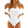 Holipick Costume da Bagno da Donna Senza Spalline | fascia elegante, parte anteriore increspata, copertura completa, push-up, cinghie rimovibili, spiaggia e piscina