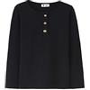 BINIDUCKLING Maglietta Henley a Maniche Lunghe per Bambini e Ragazze, Tinta Unita, con Bottoni 2-7T, Nero, 6 Anni