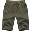 JustSun Pantaloncini Uomo Sportivi Pantaloni Corti Cotone Shorts Uomo Estivi con Tasche Zip Running Palestra Short Verde XL
