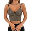 Naimo Top Donna con Paillette e Glitzer, Crop, Senza Maniche, Scollo a V, Canotta, Weste, Blusa per Party Rave, oro nero, XXL