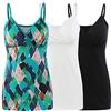 COLOMI Canottiere Premaman Allattamento Reggiseno Incorporato per Allattamento Canotta Base (Black+White+Green Print/3Pack, L)