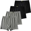 AUTUCAU Boxer da uomo in cotone, taglie forti, boxer aderenti, morbidi e elastici, confezione da 4, L-5XL, Grigio+nero (confezione da 4), XXXL