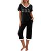 PrinStory Pigiama da donna con maglia a maniche corte e pantaloni lunghi