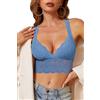 SHEKINI Reggiseni imbottiti senza ferretto per le donne con profondo scollo a V in pizzo bralette incrociato sul retro senza fili bustier plus size morbido comfort quotidiano reggiseno