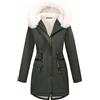 CMTOP Giacca Invernale Donna Foderati in Pile Caldo Medio Lungo Cappotto Impermeabile Antivento Giubbotto Slim Fit Casual Parka Elegante Classico Giaccone con Cappuccio, Zip Tasche(Grigio Scuro,L)