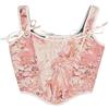 Antermaxier Donne Vintage floreale stampa gilet fiore ricamo modello stretto coulisse Tie-up serbatoio Bustier Corsetto