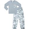 thepyjamafactory Pigiama lungo mimetico per ragazzi 100% cotone, Grigio, 13 anni