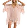 L-Peach Donna Scollo a V Crochet Tunica con Nappa Abito da Spiaggia Parei Copricostume Bikini Cover Up Beachwear