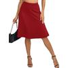 EXCHIC Donne Elegante A-Linea Vita Alta Midi Gonna Flared Affari Ufficio Lunga Elastica Gonne(S, Rosso)