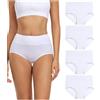 wirarpa Mutande Donna Culotte Vita Alta Slip Cotone Mutantina Elastiche Pantaloncini Post Parto Pacco da 4 Bianca Taglia 38 40