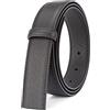 Vatee's Cinture reversibili in vera pelle senza fibbia per gli uomini Cintura di ricambio 29mm larghezza 115cm Lunga Nero & Nero
