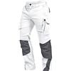 Leibwächter Leib Wächter Flex-Line Pantaloni da Lavoro, Bianco/Grigio, 60 Uomo