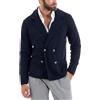 Giosal Cardigan Uomo Doppiopetto Giacca con Bottoni Maglia Lavorata Maglioncino Tramato Casual Vari Colori (IT, Testo, L, Regular, Regular, Blu Primaverile)