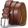 Glamicci GLMC - Cintura per abiti in vera pelle, 3 cm, fibbia a polo singolo, classica e alla moda, cintura profilata per abiti da lavoro, jeans e casual, senza scatola (611)