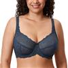 DELIMIRA Donna Reggiseno Minimizer in Pizzo Taglie Forti Coppa Completa con Ferretto Senza Imbottito Sargassi 4D