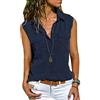 EFOFEI Camicetta Camicia Oxford da Donna Casual Senza Maniche Utile Tasca Allentata Camicetta