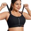 SYROKAN Reggiseno Sportivo Donna Senza Ferretto Ad Alto Impatto Imbottito Zip Frontale Velcro Racerback Taglie Forti