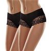 Merry Style Culotte Hipster Eleganti Mutande Donna Cotone morbide Slip Donna Cotone Boxer comode Traspiranti Elasticizzate in Pizzo Intimo Femminile Confortevole MSGAB107 (Nero (2Pack), L)
