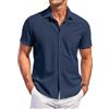 COOFANDY Camicia da Uomo a Manica Corta Estiva Camicia Casual con Bottoni Holiday Beach Hawaii Shirt con Tasca Blu Scuro XL