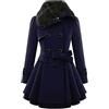 IQYU Trench - Cappotto corto da donna, colore nero, invernale, corto, in lana, classico, elegante, foderato, per le mezze stagioni, con blazer in pelliccia, taglie forti, Blu scuro, XXXL