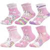 Queenshin 6 Paia Calzini Bambino Bambini Calze Ragazza Rosa Cartone Animato Simpatici Unicorni Arcobaleno Calzini Caviglia Morbidi Regalo 9-14 Anni Taglia 32-38