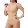 Joyshaper Body Modellante Donna con Reggiseno Pancia Piatta Body Perizoma Contenitivo Senza Cuciture Bodysuit Shapewear, Beige, XXL
