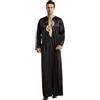 KRIPINC Kaftan Marocchino Ricamato, Abaya Caftano Uomo Abito Musulmano Uomo | Collo alla Coreana e Maniche Lunghe, con Tasca, Vestito Islamico Arabo Uomo per Quotidiano, Preghiera, Ramadan
