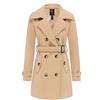 Wantdo Cappotto Doppiopetto Misto Lana Parka Classica Media Lunghezza Giubbotto Antivento Invernale Caldo Giacca Slim Fit con Cintura Vintage Donna Cachi-N 42