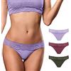 FOCENZA Perizoma Donna in Microfibra con Pizzo | 3 Pezzi | Vari Colori
