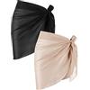 Chuangdi 2 Pezzi Sarong Avvolgenti da Spiaggia Donna Copri Costume da Bagno in Chiffon Gonne Avvolgenti (Nero e Cachi)