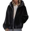 KHIRVWL 2024 Giacca Pelliccia Sintetica Donna Giacca da Donna Alla Moda con Cappuccio Giacca Invernale in Pelliccia Sintetica Giacca Calda con Cerniera a Maniche Lunghe Giacca da Donna