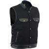 Leatherick Gilet da uomo in pelle e denim stile motociclista con tasche profonde