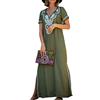 L-Peach Caftano da donna ricamato, maxi abito da spiaggia loungewear homewear oversize copriabiti, A2, verde, Taglia unica