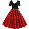 EFOFEI Donna Abito Cocktail Vintage retrò a Maniche Corte Abito da Cocktail a Maniche Corte con Cintura Abito da Damigella d'Onore Sottoveste Lungo Rosso XS