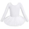 HIPPOSEUS Ragazza Vestito da Balletto Tutu Body Danza Bambina Classica Balletto Abito Manica Lunga,Y04CX-Sequin White, 6-8 anni