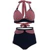 Viloree Costume da Bagno Donna a Vita Alta in Due Pezzi Stampa Floreale Bikini Halter Regolabile Costume da Bagno Striscia Reggiseni + Blu Slip S