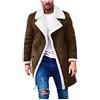 Generic Giacca lunga foderata da uomo Giubbotti in montone in ecopelle Cappotti trench con collo in pelliccia Cappotti invernali in pile di pelle di pecora(Coffee,3X-Large)