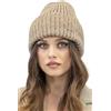 Vivisence Invernale Cappello alla Moda Tipo Beanie con Orlo Risvoltato Realizzato in Filato Caldo con Fili Scintillanti E Paillettes Perfetto per Le Giornate Autunnali E Invernali, Beige,Taglia Unica