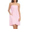 Lovasy Accappatoio da Bagno Donna Morbido Asciugamano Avvolgente Spa Accappatoio con Bottoni Regolabili per Doccia e Bagno Leggero Kilt da Sauna con Tasca,A-Rosa Chiaro,S/M