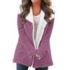 Generic Cappotti in pelle di pecora da donna, giacca in pile caldo da donna, cappotto pelle scamosciata con fodera sherpa, risvolto, manica lunga, giacca invernale, viola scuro, taglia XL