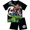 Marvel Pigiama Avengers, Pigiama Estivo per Bambino con Thor, Captain America, Hulk E Iron Man, Completo da Notte Corto per Bambini, Nero 10-11 Anni