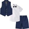 LOLANTA 4 Pezzi Bambini Ragazzi Abbigliamento Set Camicia + Papillon + Gilet + Pantaloni, Ragazzo Gentleman Nozze Smoking Cerimonia