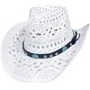 Carnavalife Cappello da Cowboy di Paglia Vaquero Panama con Fascia Occidentale Unisex Taglia Unica Uomo Donna per Estate Coachella Spiaggia in Stile Country Brasiliano Bohemia Indiana Rafia Naturale, XH-117B